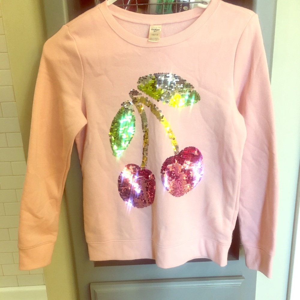 Oshkosh Youth Pink Sequin Cherry Pullover.